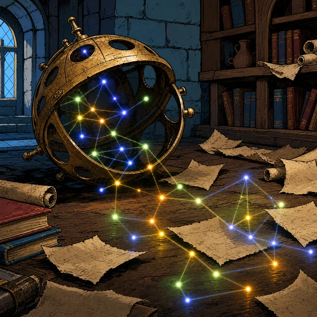 A blue-violet constellation spirit floating above a hilltop.